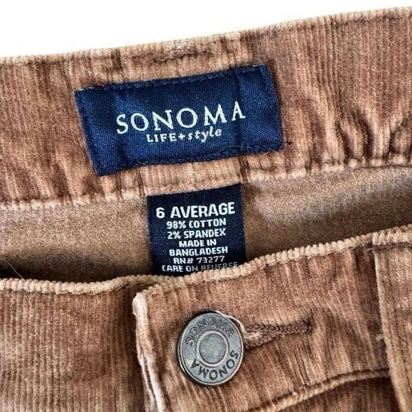 Sonoma Brown Corduroy Pants – Size 6 Average - Picture 2 of 4